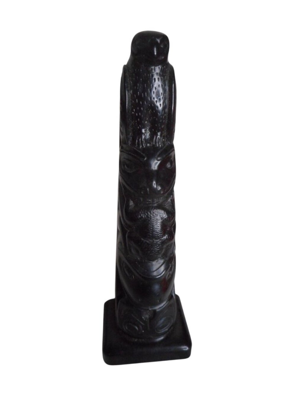Vintage Black 5" Totem Pole BOMA Canada Raven Frog Beaver Resin Cast - Picture 6 of 7
